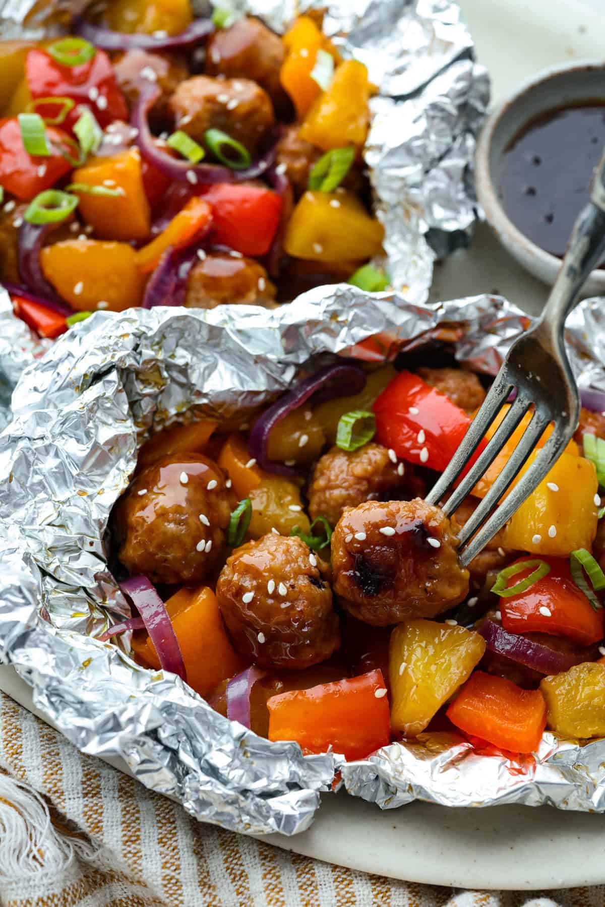 Teriyaki Meatball Foil Packets