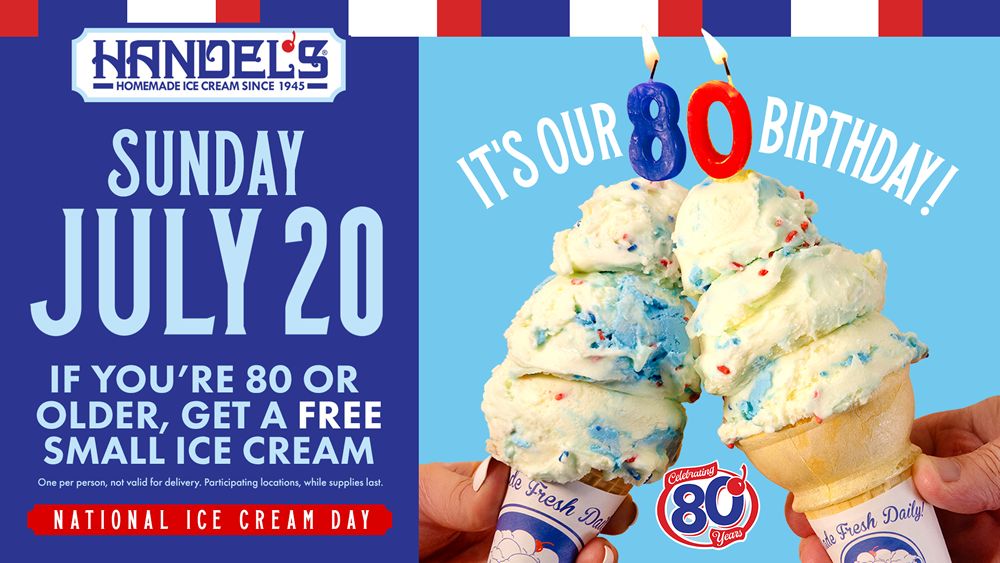 Handel's Ice Cream Celebrates 80 Sweet Years with Free Ice Cream for Everyone 80 and Older on National Ice Cream Day