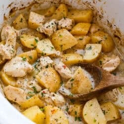 Easy Slow Stove Parmesan Garlic Hen and Potatoes