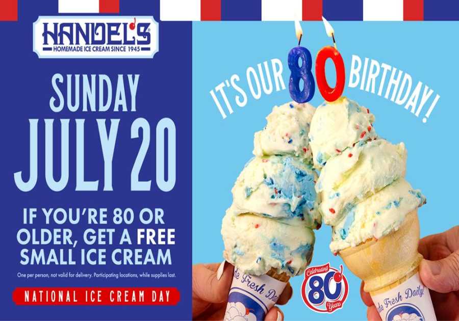 Handel’s Ice Cream Celebrates 80 Sweet Years with Free Ice Cream for Everyone 80 and Older on National Ice Cream Day