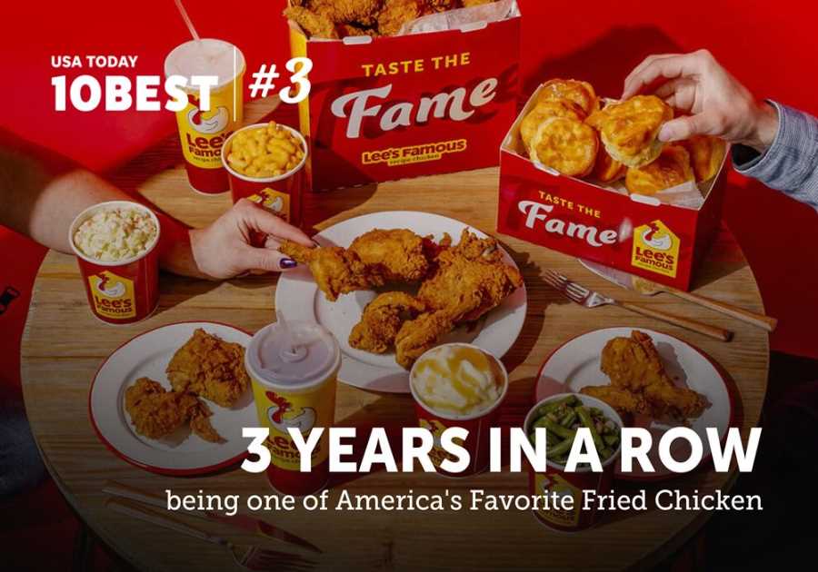 Lee’s Famous Recipe Chicken Makes USA Today’s Top 10 Fast Food Fried Chicken List for Third Consecutive Year