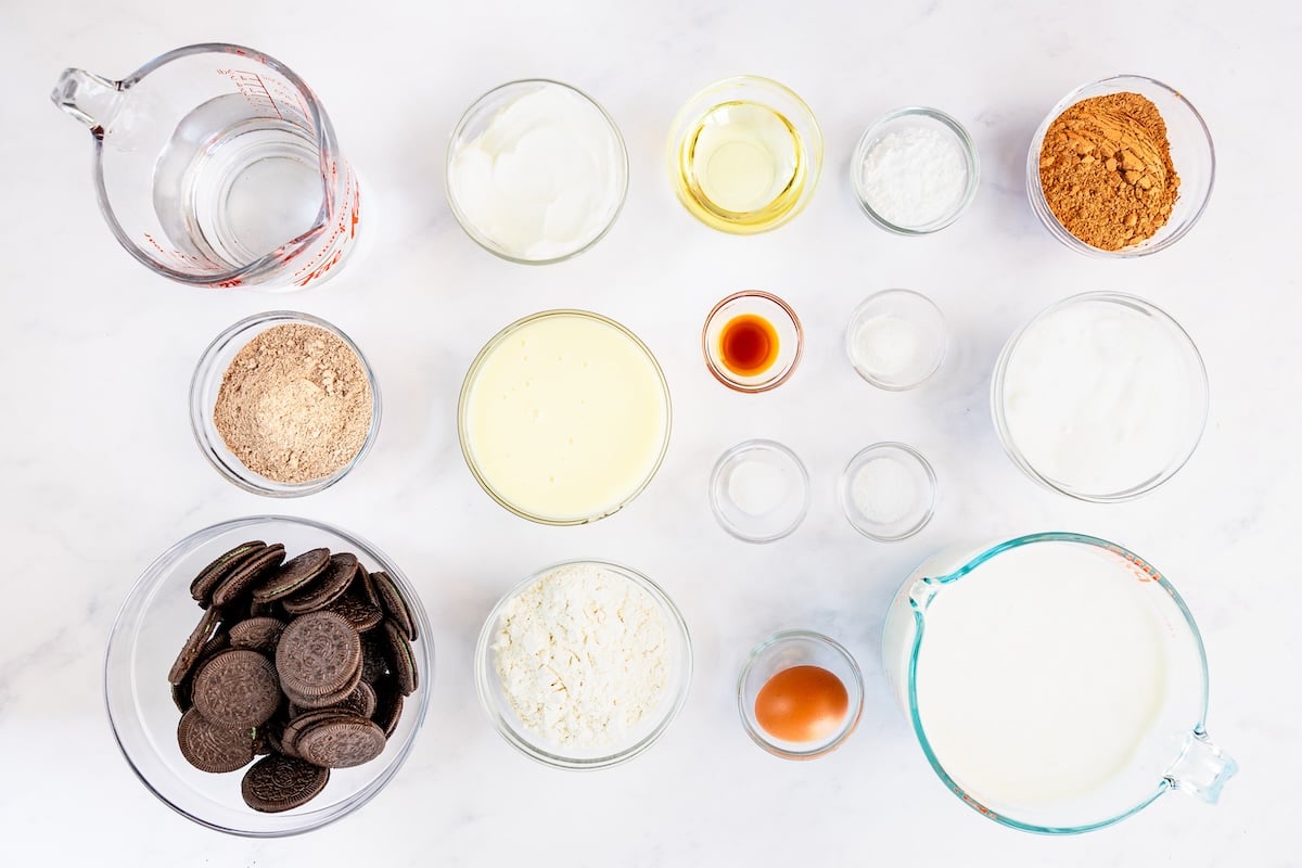Chocolate mint trifle ingredients