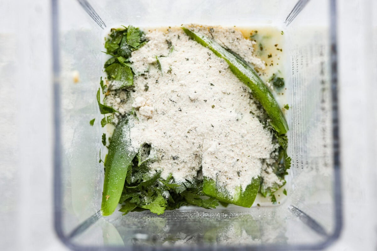 Jalapeno ranch dressing ingredients added to the blender. 