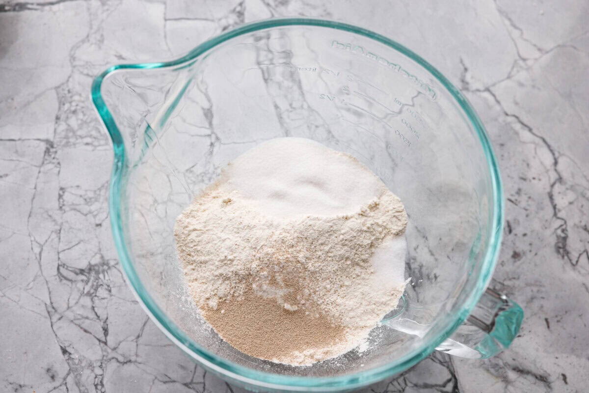 Dry ingredients mixed together in a bowl. 