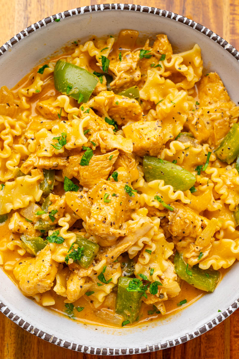 Hen Cheesesteak Pasta