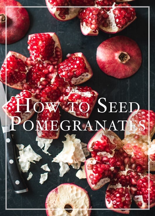 How to seed pomegranates or remove seeds from pomegranates without making a mess and removing seeds from pomegranate peel | @whiteonrice How to seed pomegranates or remove seeds from pomegranates