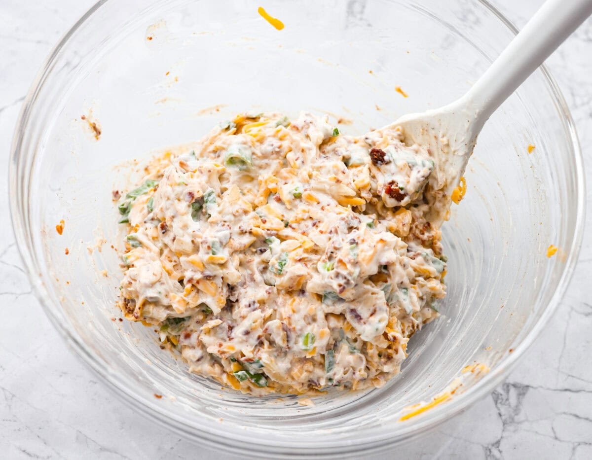 Ingredients all mixed together in a bowl.