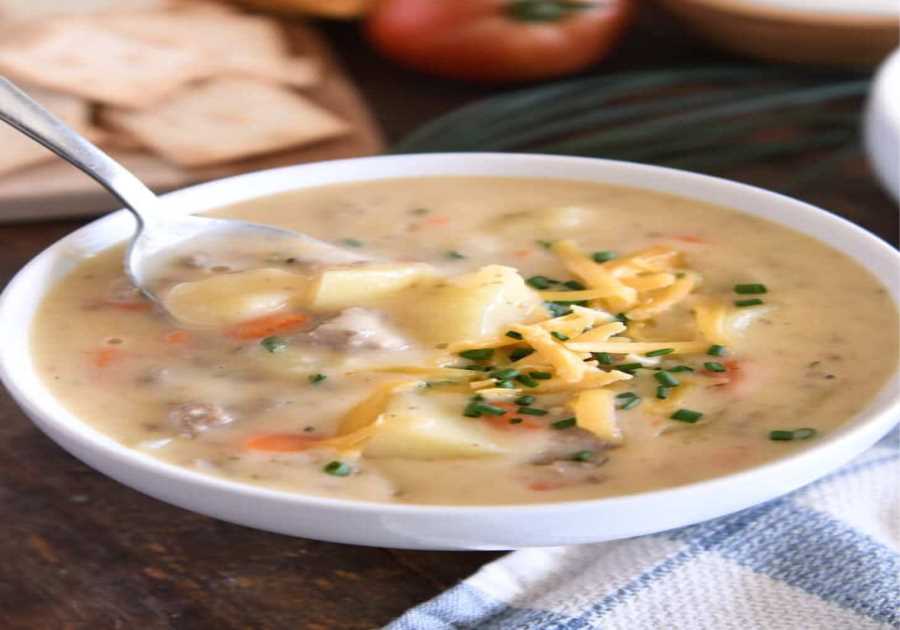 Lightened Up Cheeseburger Soup