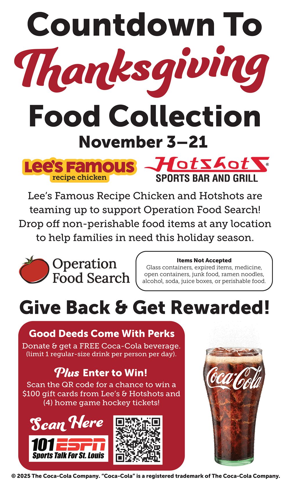 Local Restaurants Unite To Support Operation Food Search With the “Countdown To Thanksgiving” Food Collection Effort