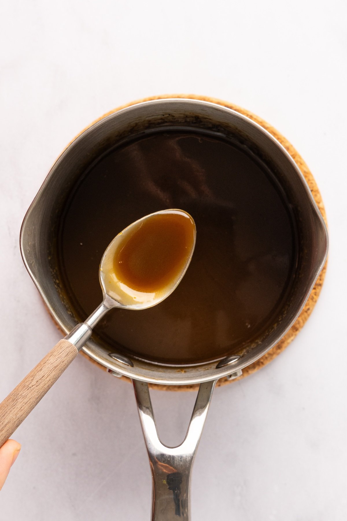 fully cooked butter, brown sugar, cream, vanilla, salt, and whiskey in small sauce pan