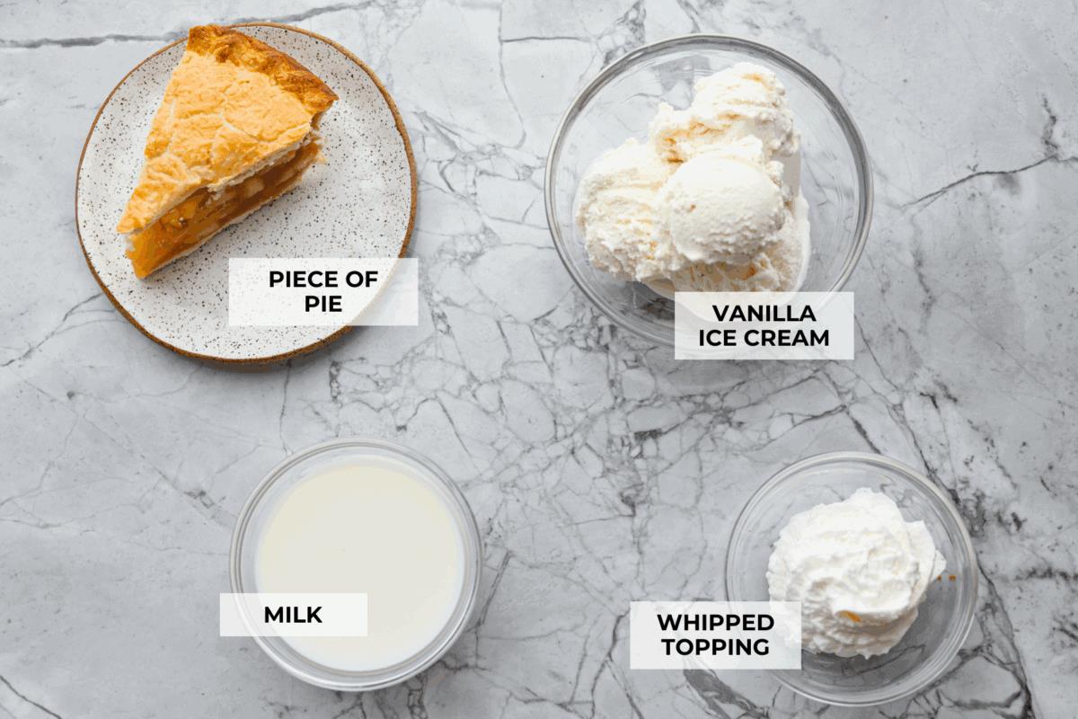 Overhead shot of labeled ingredients.