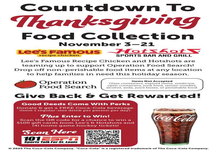 Local Restaurants Unite To Support Operation Food Search With the “Countdown To Thanksgiving” Food Collection Effort