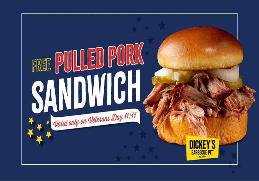 Dickey’s Barbecue Pit Offers Free Pulled Pork Sandwich for Veterans Day