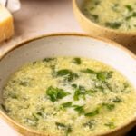 Stracciatella soup in bowl