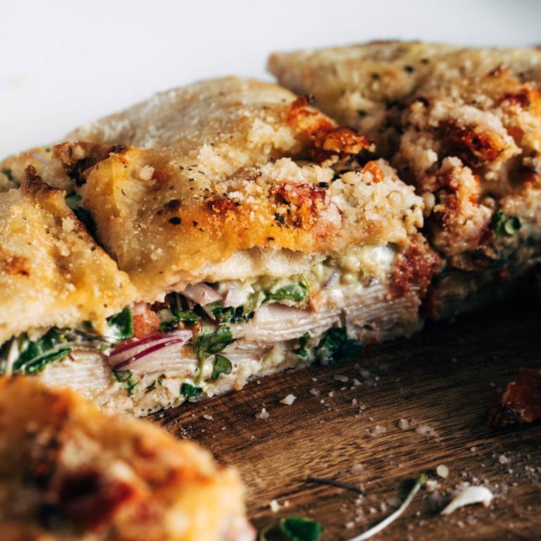 Turkey focaccia sandwich.