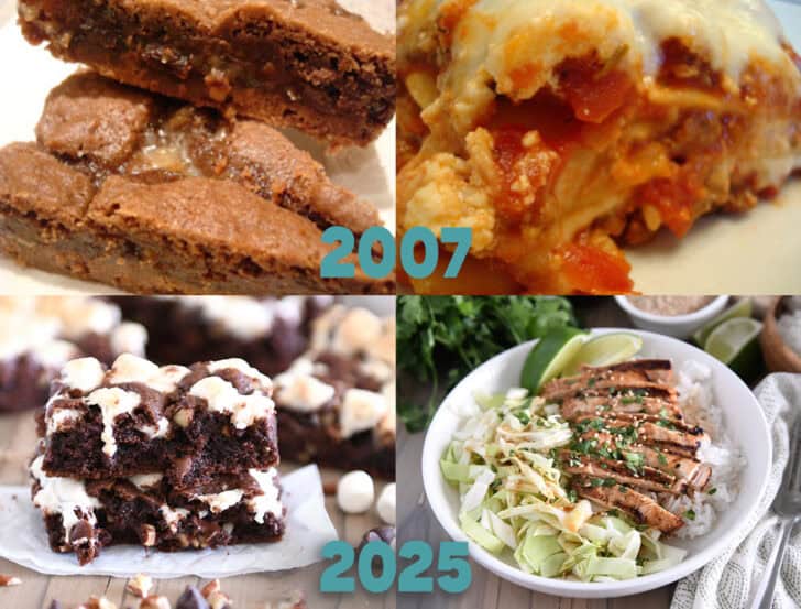Food blog photos from 2007 and 2025.