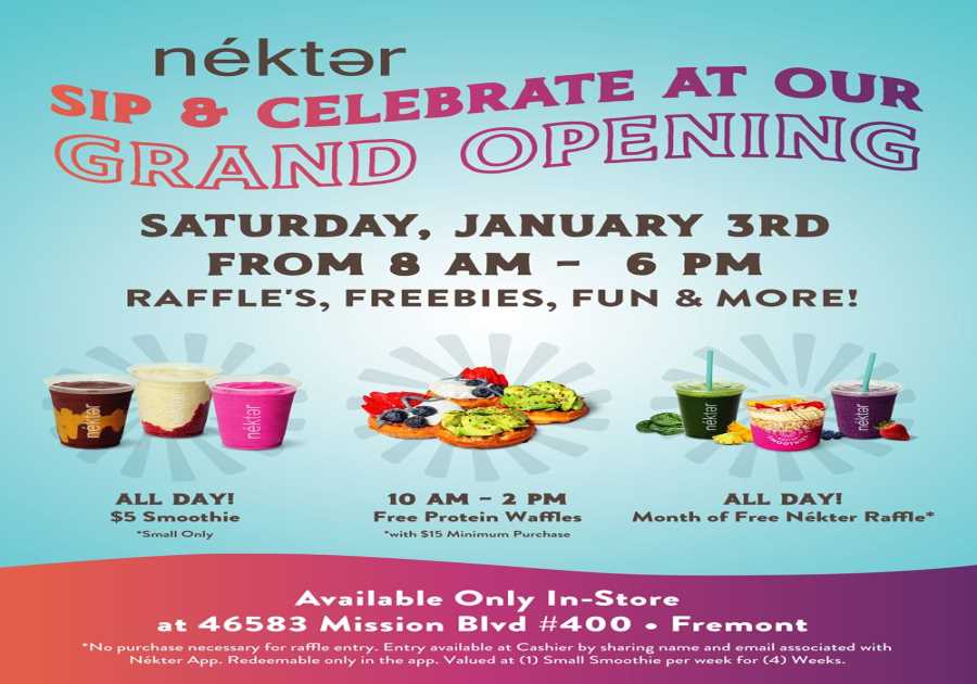 Nékter Juice Bar Fremont Family-Friendly Celebration: $5 Smoothies, Free Protein Waffles, Face Painting & More