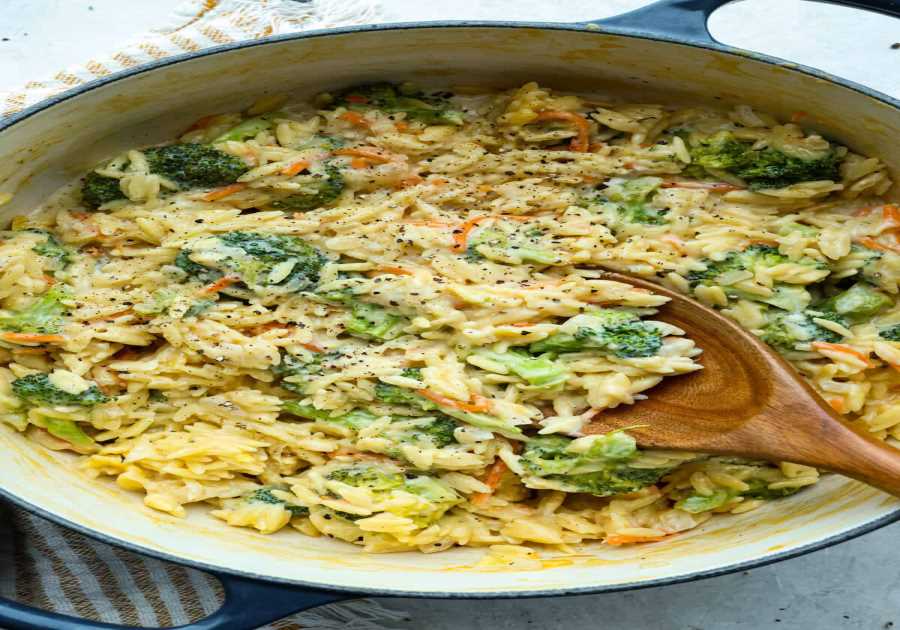 One-Pan Broccoli Cheddar Orzo
