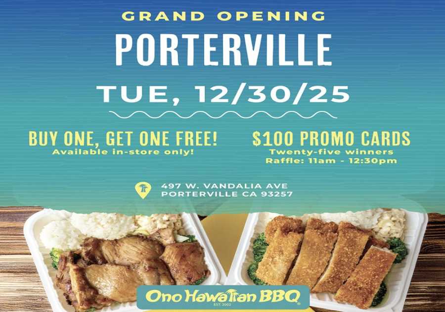 Ono Hawaiian BBQ Brings Island-Inspired Comfort Food to Porterville with New Restaurant Opening