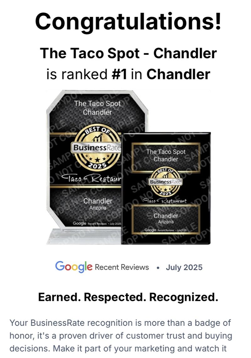 The Taco Spot Kicks Off the New Year with Momentum, Earning "Best Taco Restaurant" Honors for Chandler and Phoenix in 2025