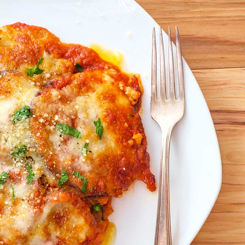 Eggplant parmesan - vegetarian Italian date night dinner