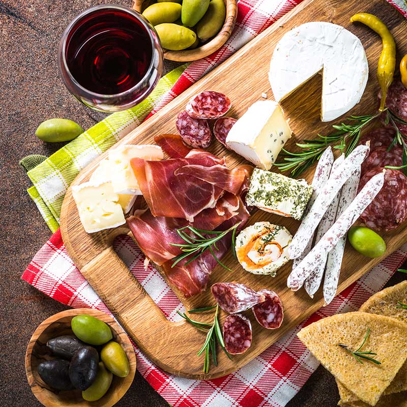 Antipasto grazing board for two - no-cook date night dinner idea