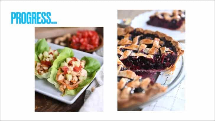 White background with two food photos and the title: Progress.