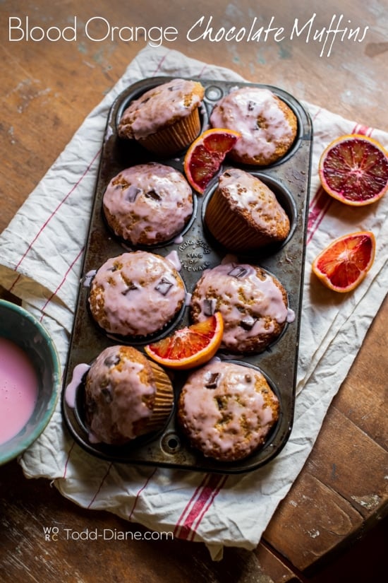 Blood Orange Chocolate Muffins with Blood Orange Luster