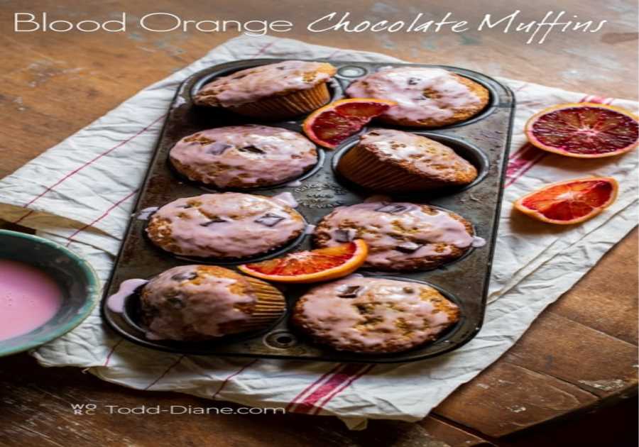 Blood Orange Chocolate Muffins with Blood Orange Luster