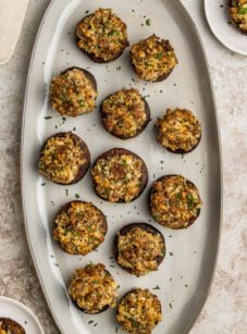 stuffed mushrooms on platter