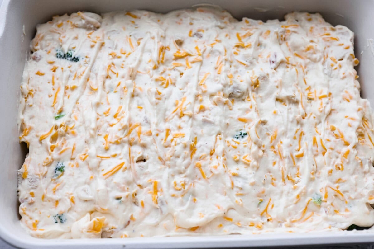 Sauce spread out of the broccoli and chicken. 