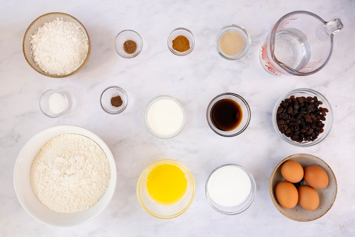 ingredients to make hot cross buns