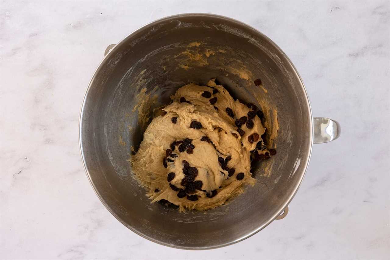 raisins mixed into dough