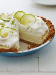 Key Lime pie missing a slice.