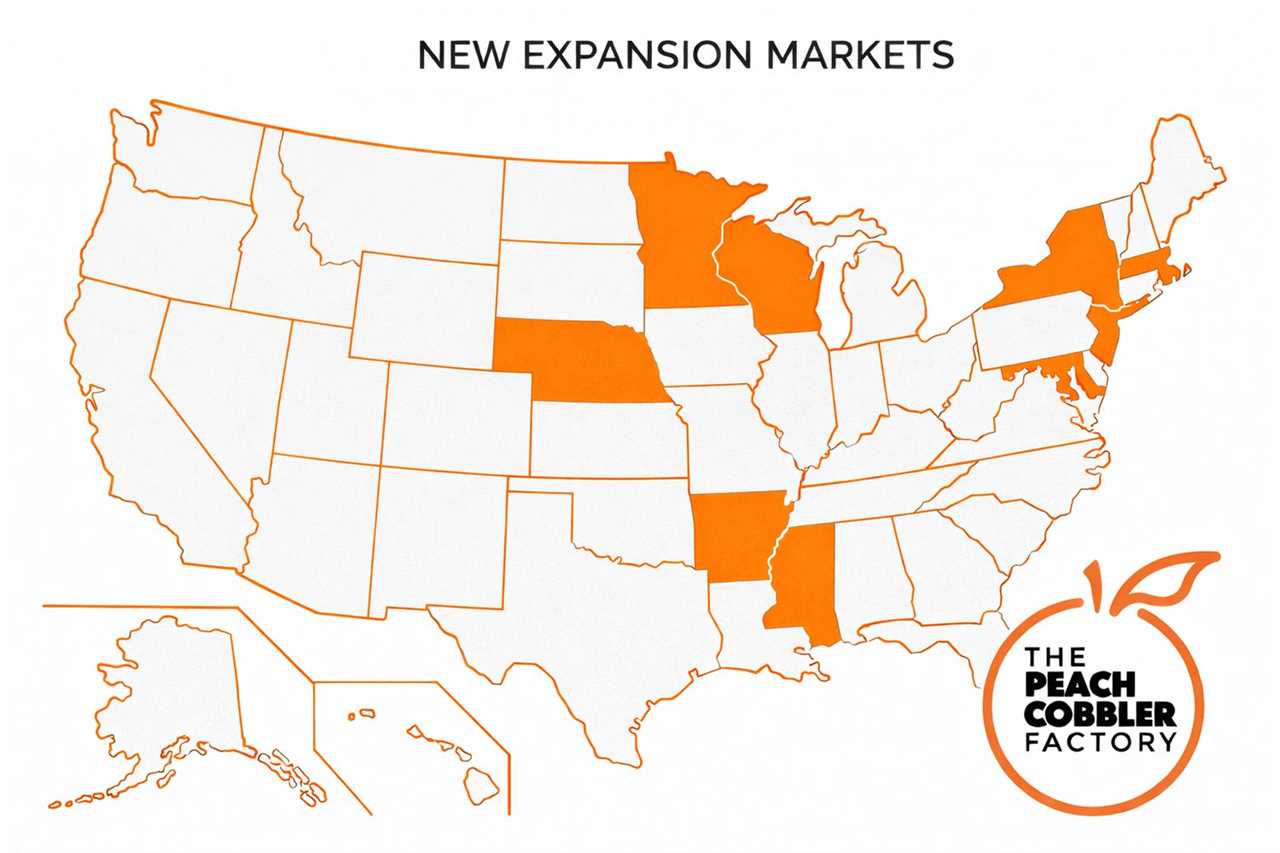The Peach Cobbler Factory Announces Expansion into Seven New States: New Jersey, Pennsylvania, Nebraska, Rhode Island, Minnesota, Massachusetts, and Arkansas