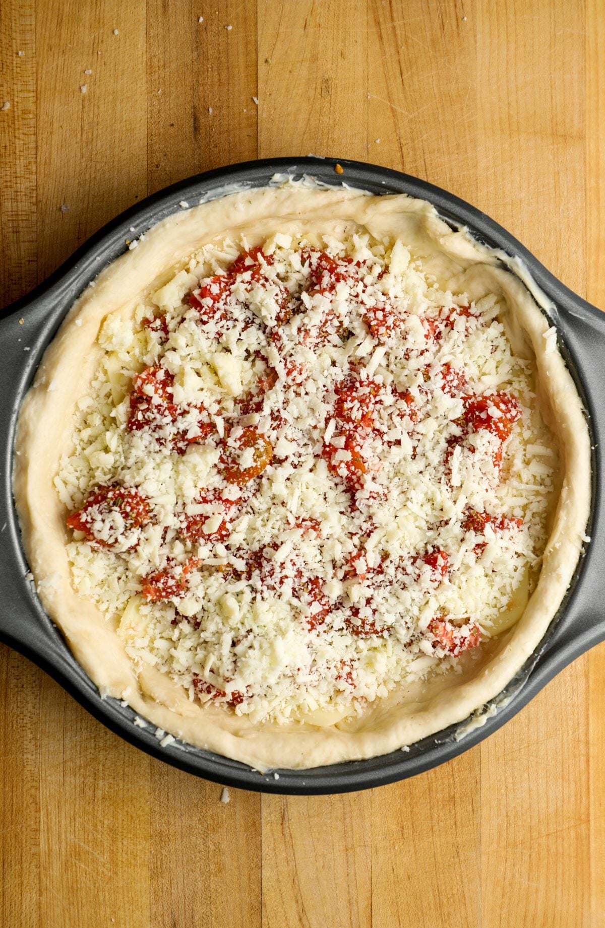 cheese layered over tomatoes