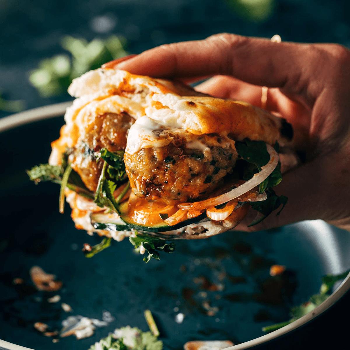 Ginger chicken meatball sandwiches.