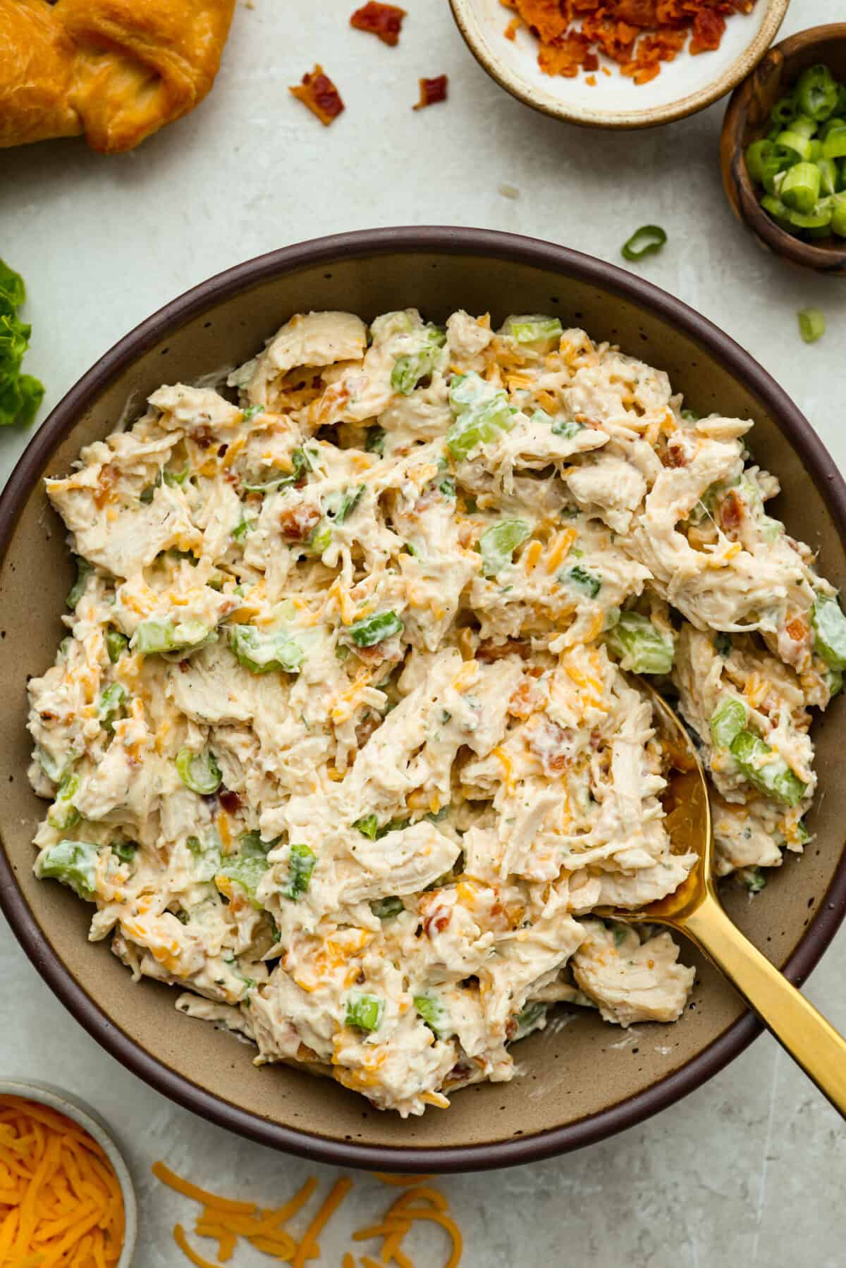 Bowl of crack chicken salad. 