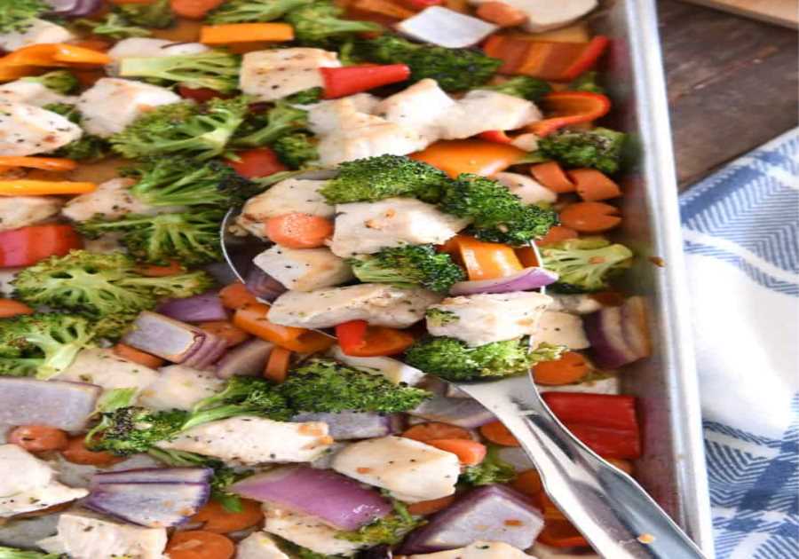 Sheet Frying Pan Honey Garlic Poultry and Veggies