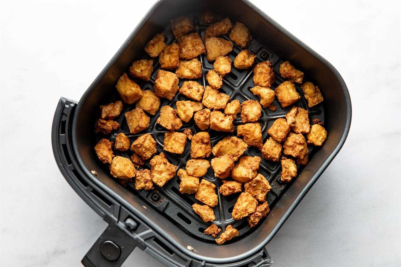 Crispy tofu in an air fryer.