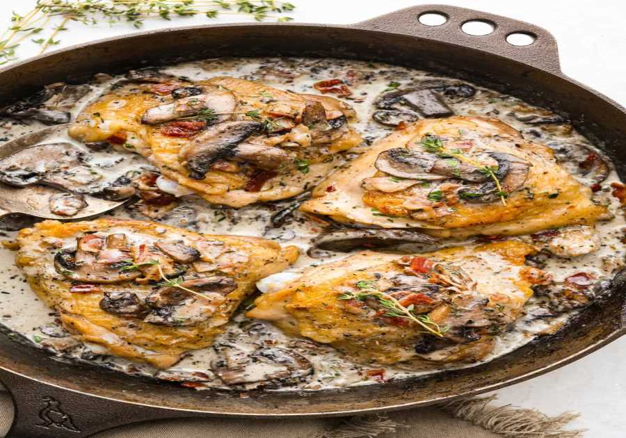 Velvety Bacon Mushroom Thyme Hen