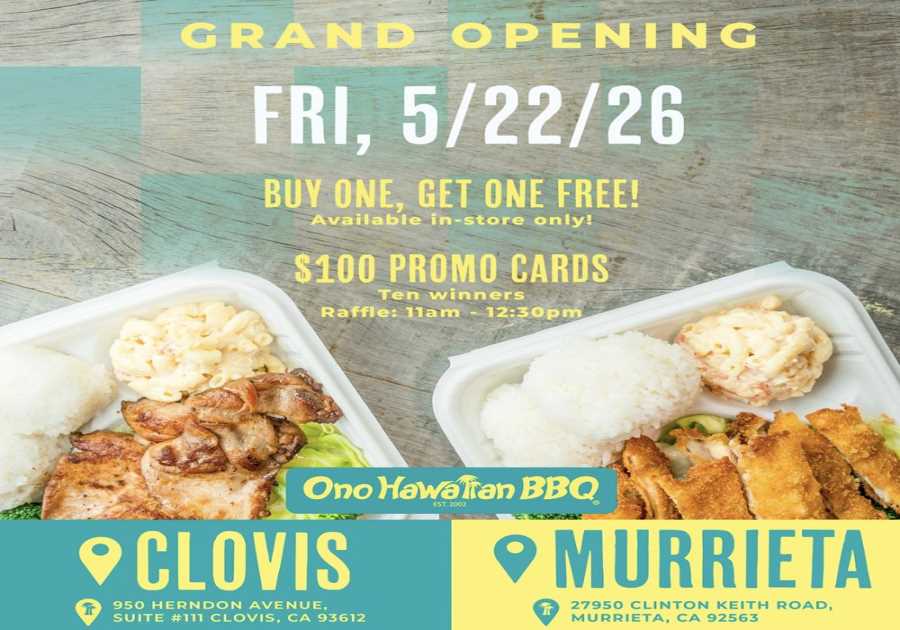Ono Hawaiian BBQ Opens New Location in Clovis, CA