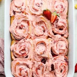 Strawberry Cinnamon Rolls with Lemon Lotion Cheese Glaze