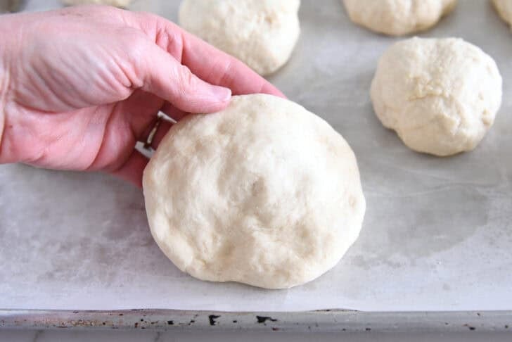 Thick disc of fry bread pressed into circle.