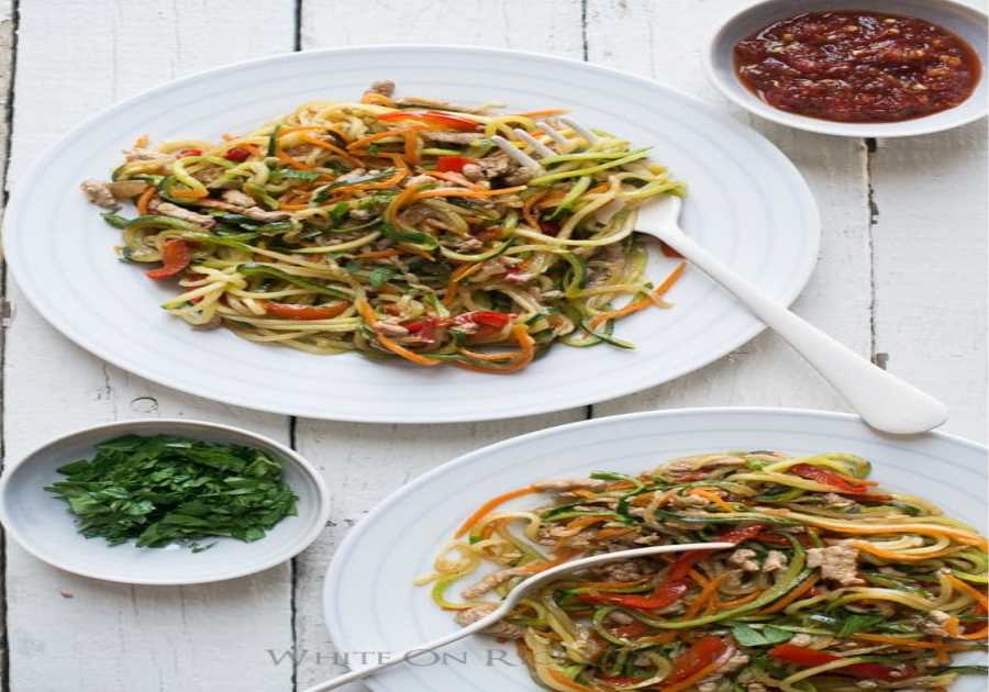 Healthy Zucchini Noodle Chow Mein with Pork