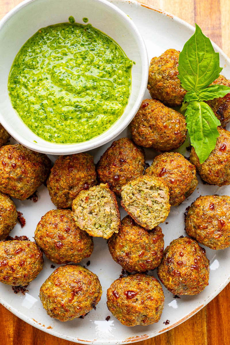 Pesto Chicken Meatballs