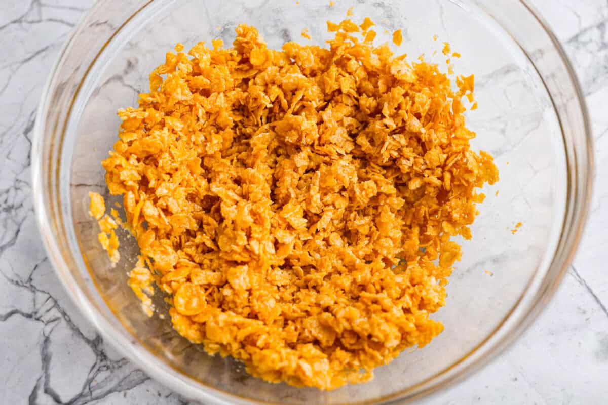 Topping ingredients mixed together in a bowl.