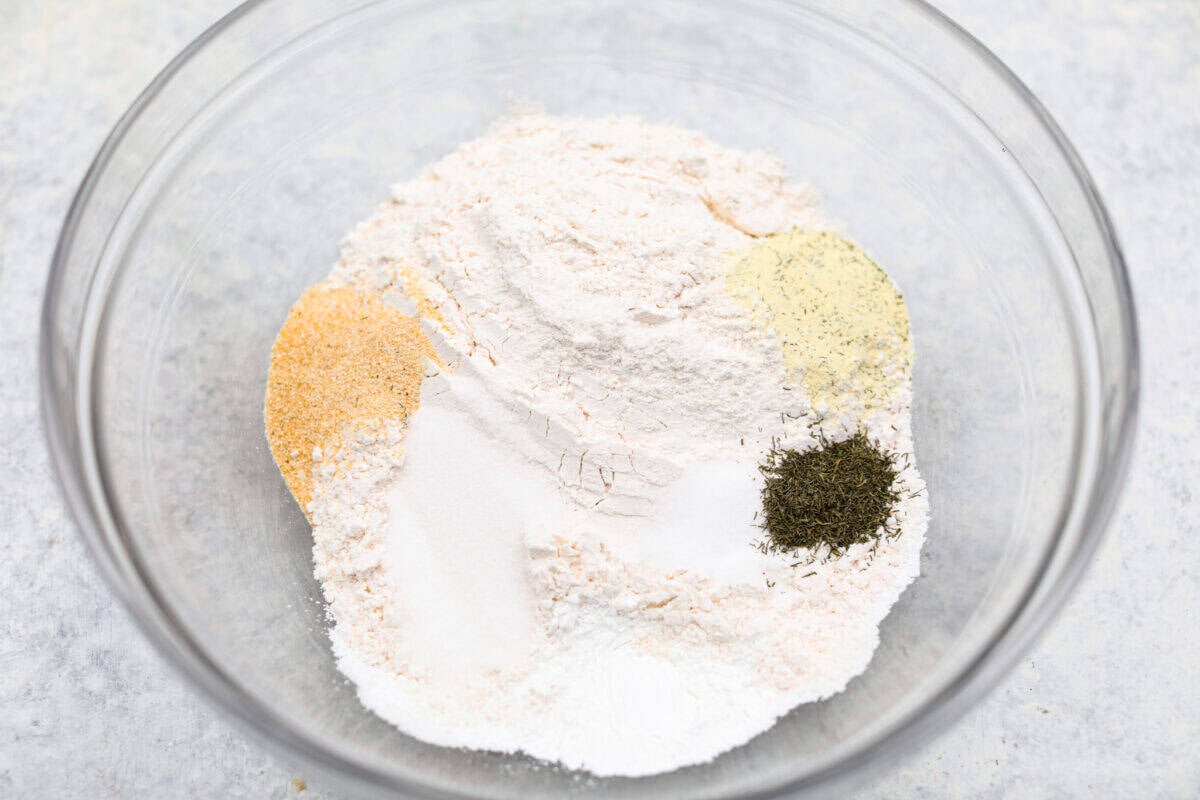 Bowl of dry ingredients added to it.