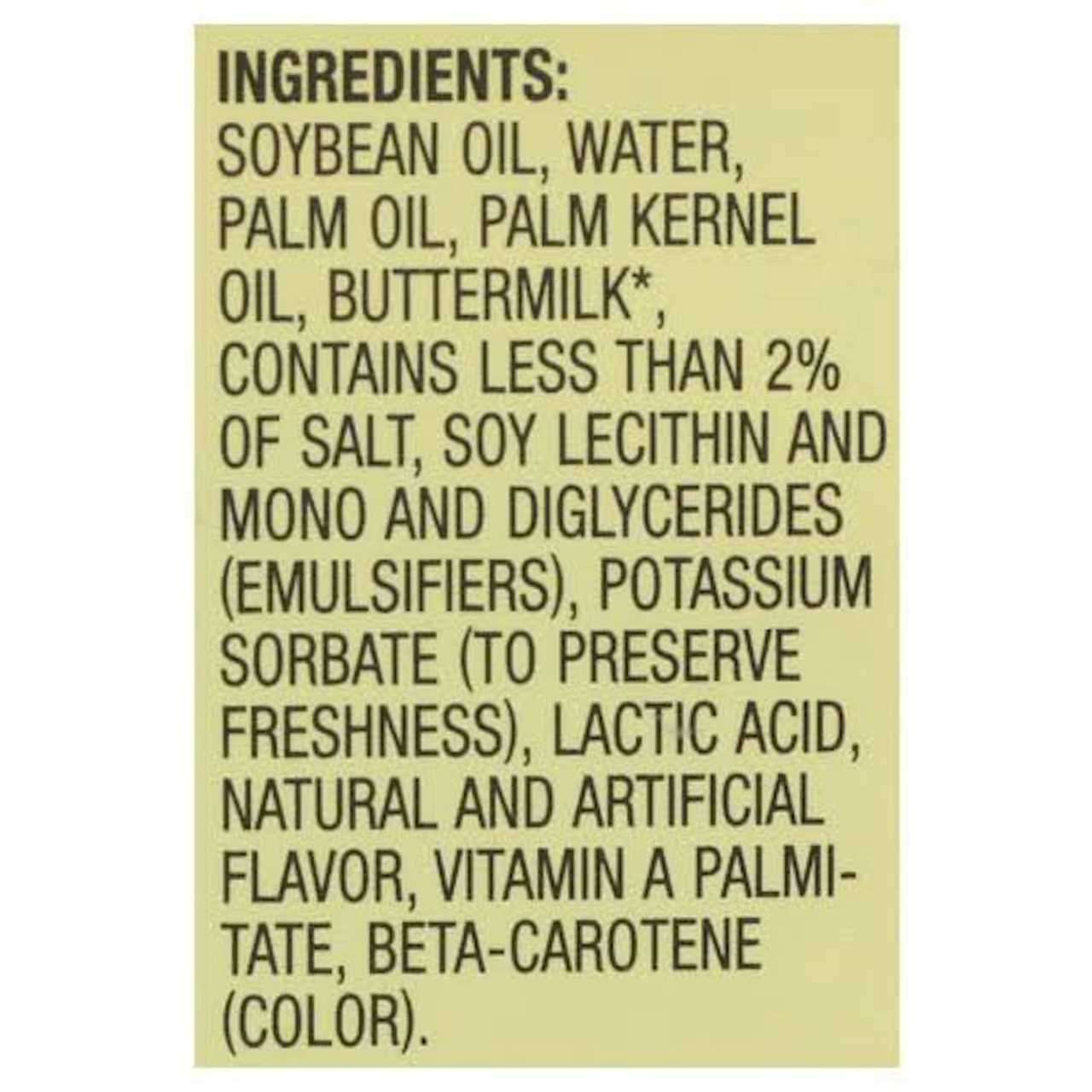 A list of ingredients includes soybean oil and soy lethicin.