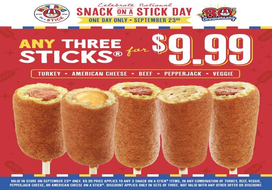 Hot Dog on a Stick Celebrates National Snack Stick Day With 3 for $9.99 Deal